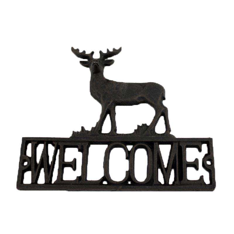 Cast Iron Deer Welcome Sign =