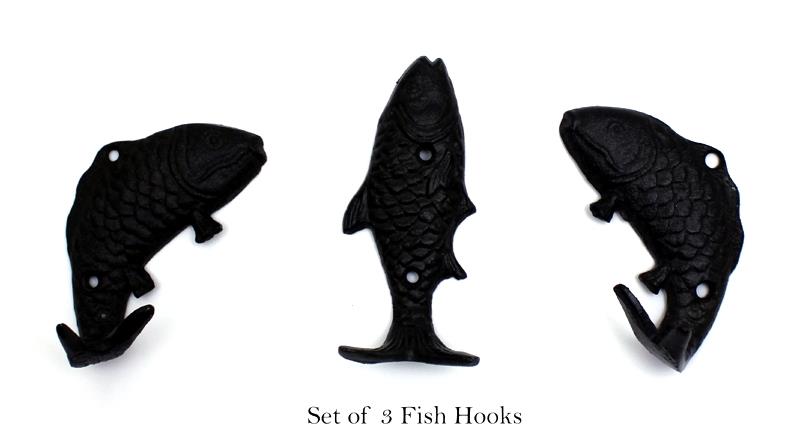 3 Asst. Cast Iron Fish Hooks