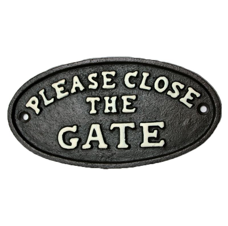 Cast Iron Close Gate Sign