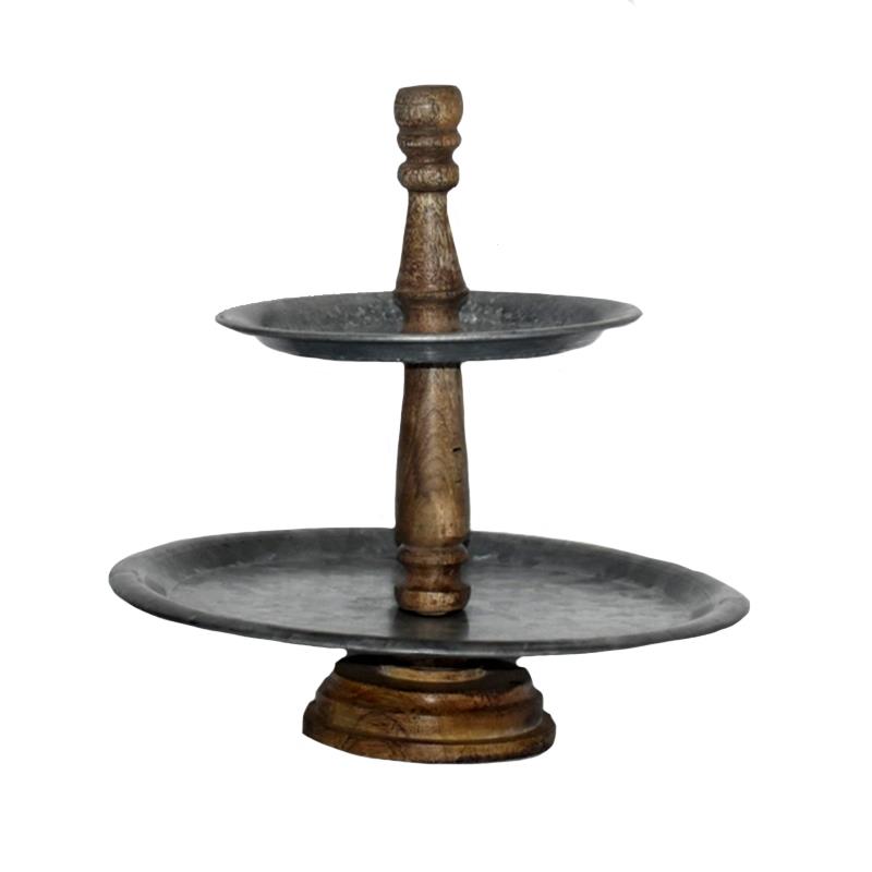 2 Tier Tray w/wood