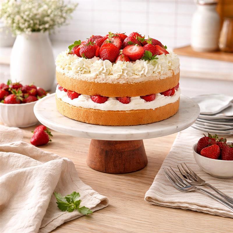 Marble Wood Round Cake Tray