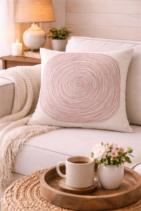 Embroidered Rose Sq Pillow