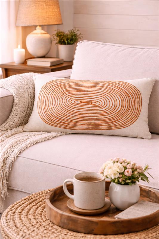 Embroidered Ginger Lumbar