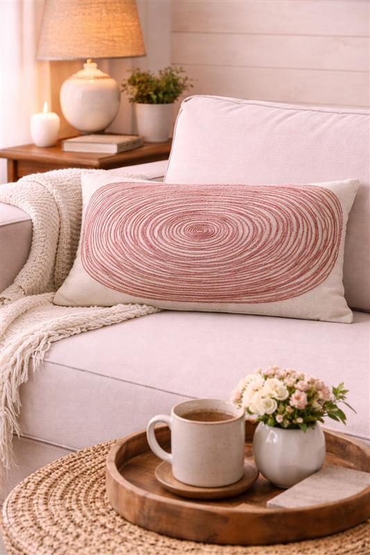 Embroidered Rose Lumbar