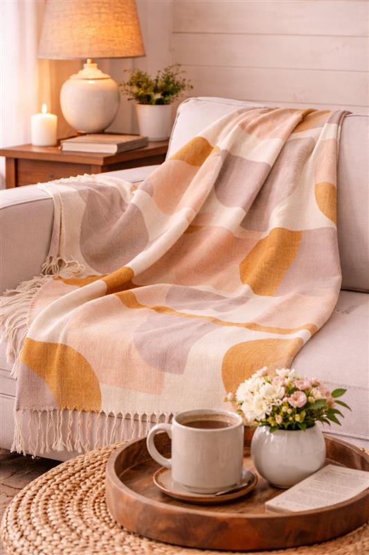 Graphic Cotton Linen Throw