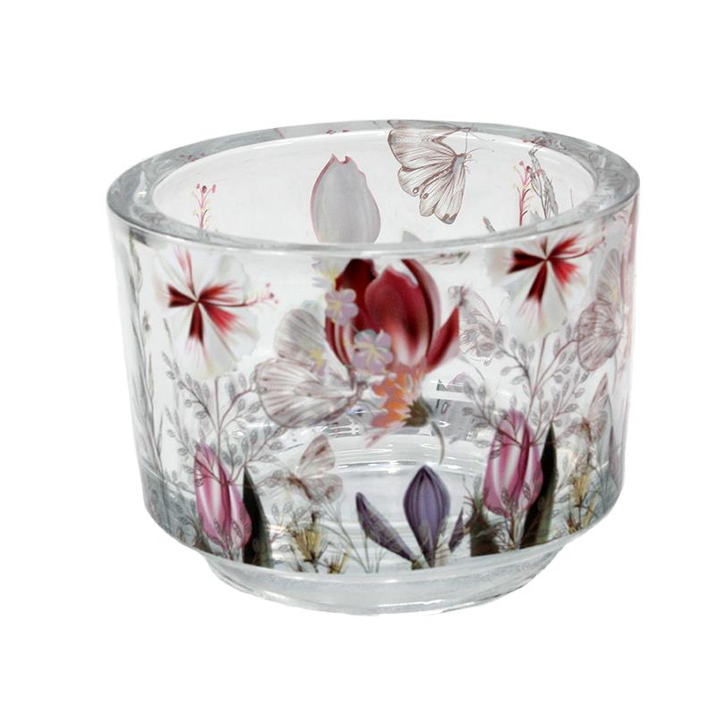 Floral Glass Candleholder