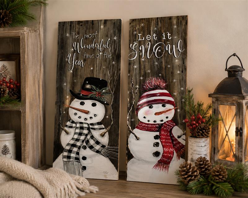 2 Asst Snowman LED Signs