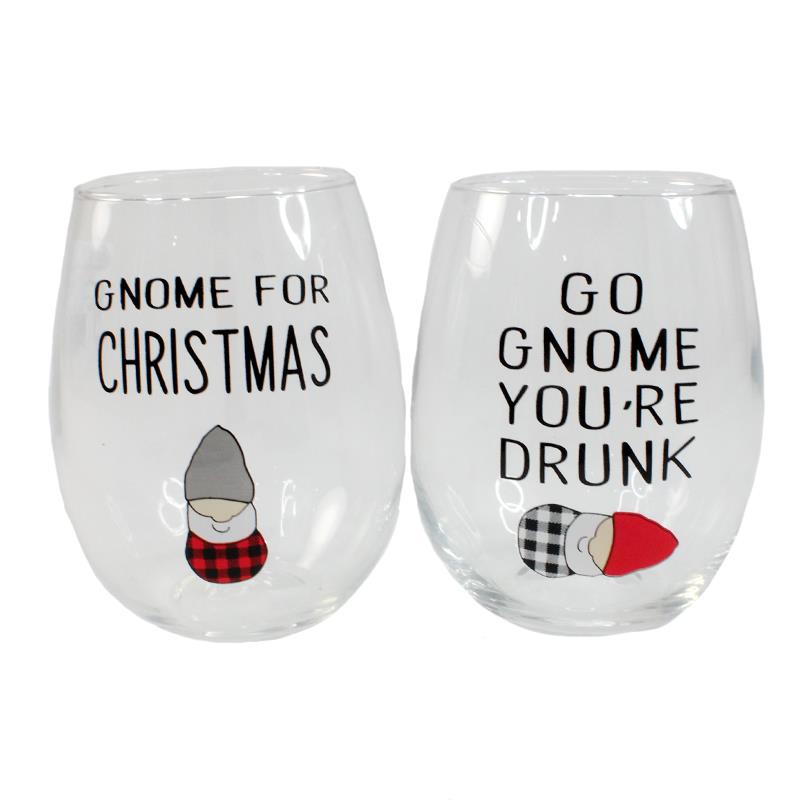 2 Assorted Gnome Wine Stemless
