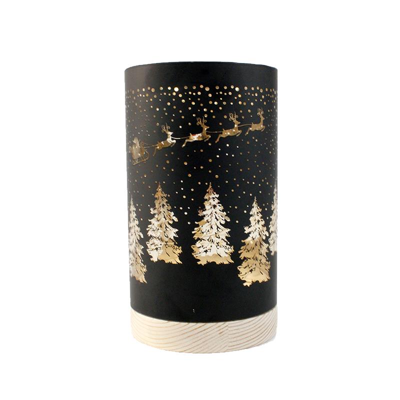 Black/Gold LED Sleigh Lantern