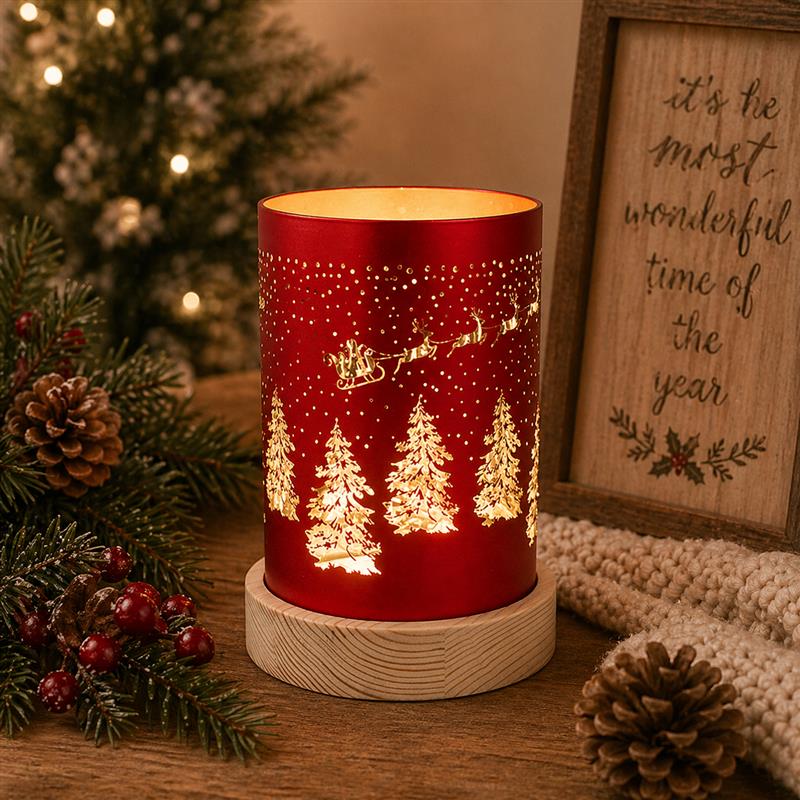 Red LED Santa Sleigh lantern