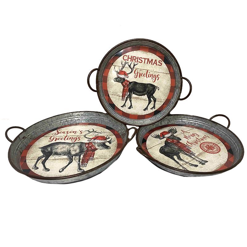 Set of 3 Round Deer Trays