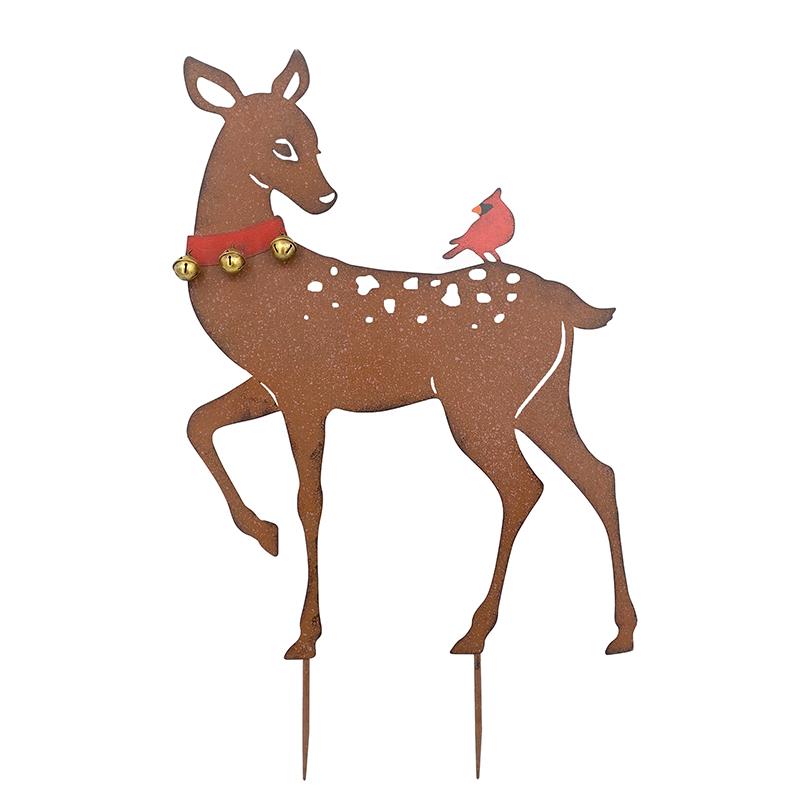 Deer With Cardinals Stake