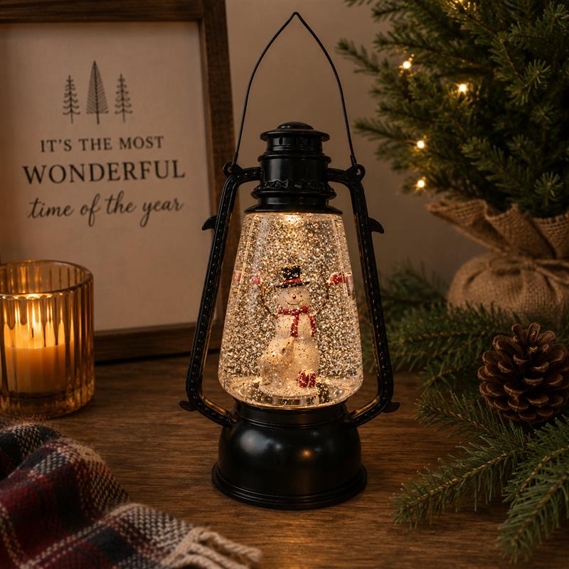 Snowman LED Hurricane Lantern