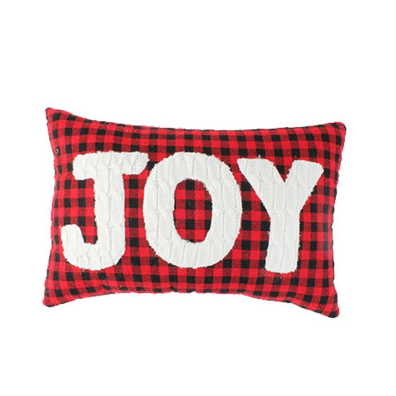 Plaid Embroidered Joy Pillow