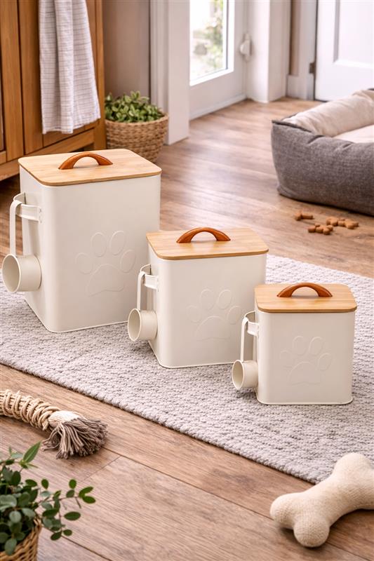 Set of 3 Pet Food Canisters