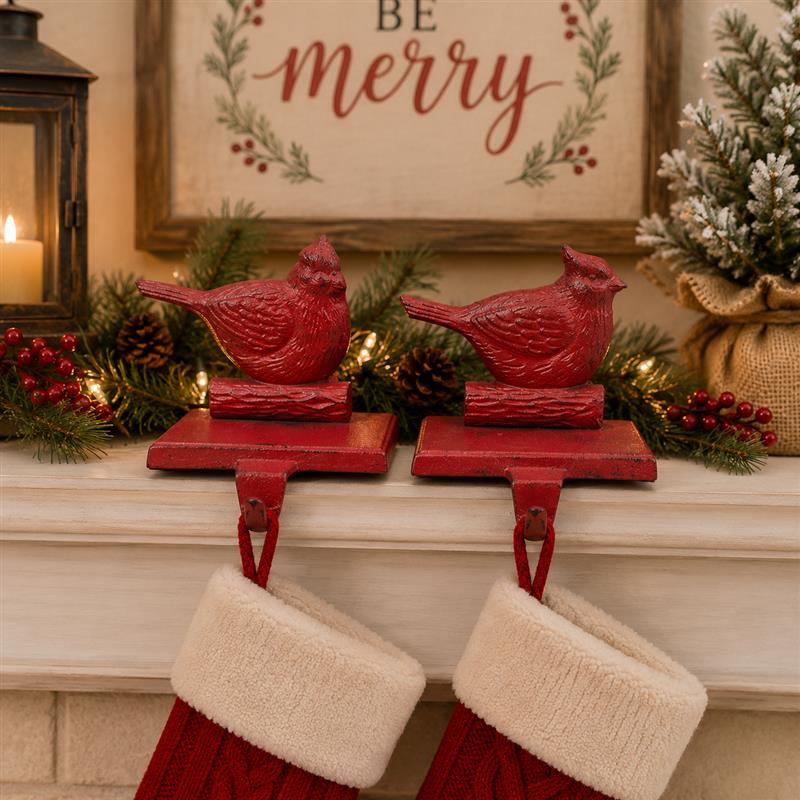 2 Ast Stocking Holder Cardinal