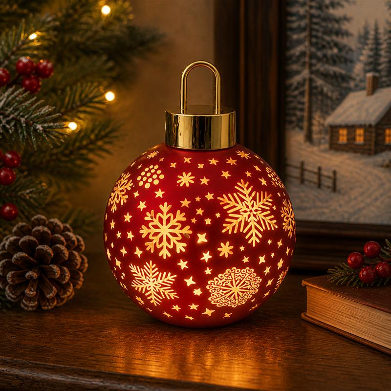LED Glass Ornament Red Sml