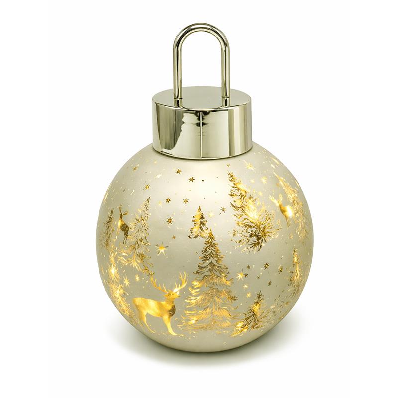 LED Glass Ornament Gold Sml