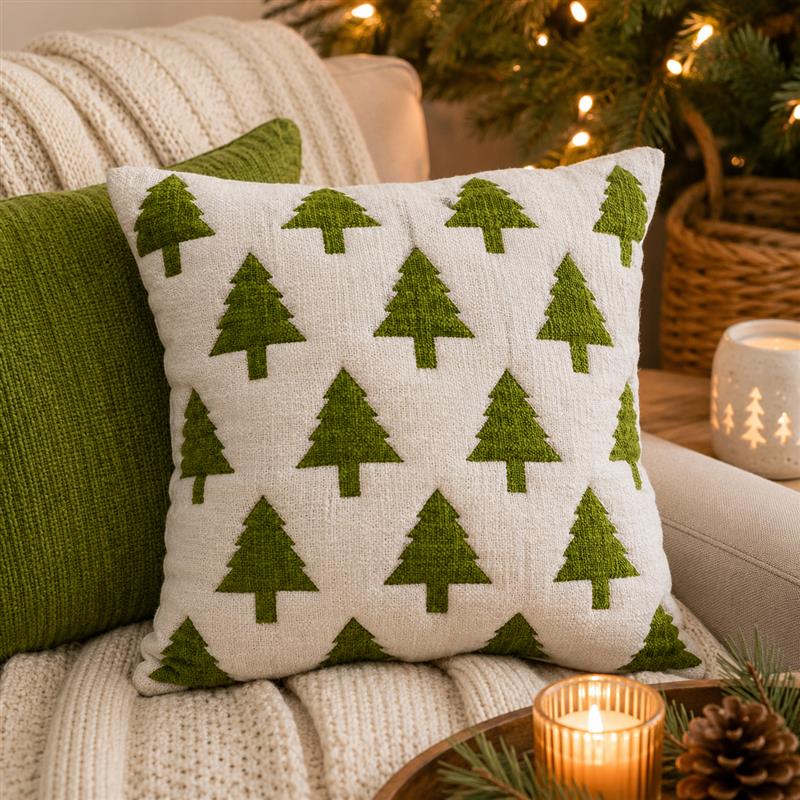 Cream Tree Square Pillow