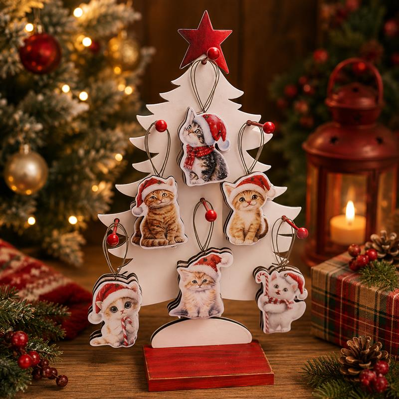 Cat Ornaments w Display