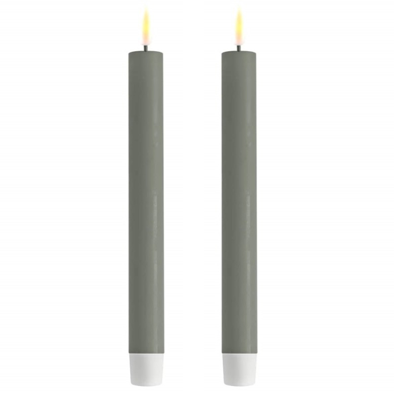 SAGE GREEN LED TAPERS 9.6 IN