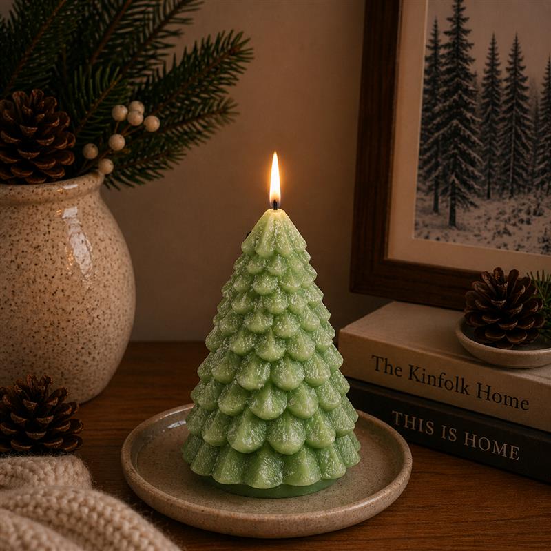 TREE CANDLE GREEN 5.5 INCH