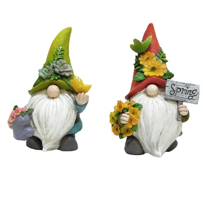 2 Asst Floral Gnomes
