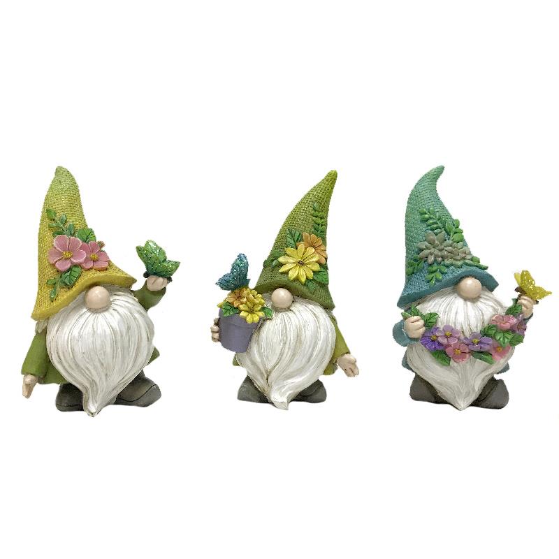 3 Asst Floral Gnomes