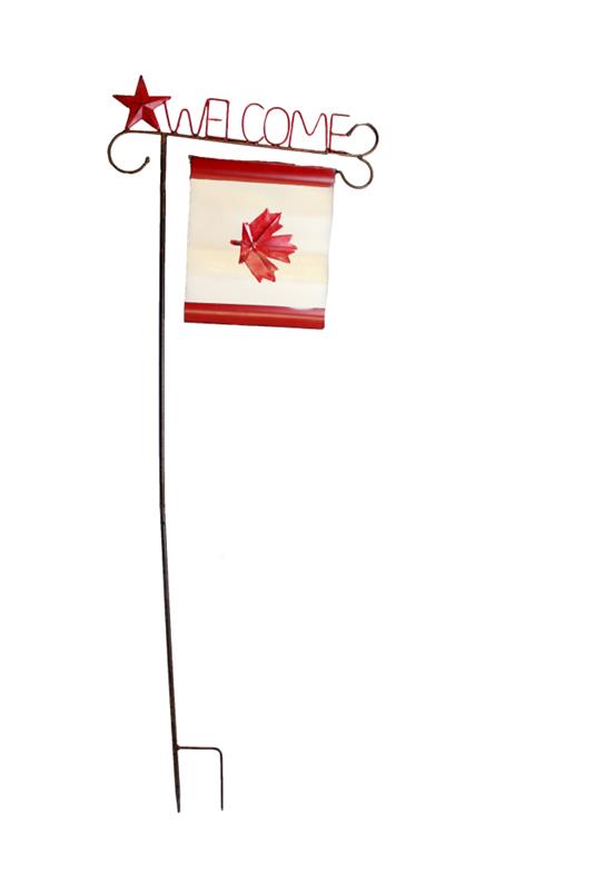 Welcome Canada Flag Stake