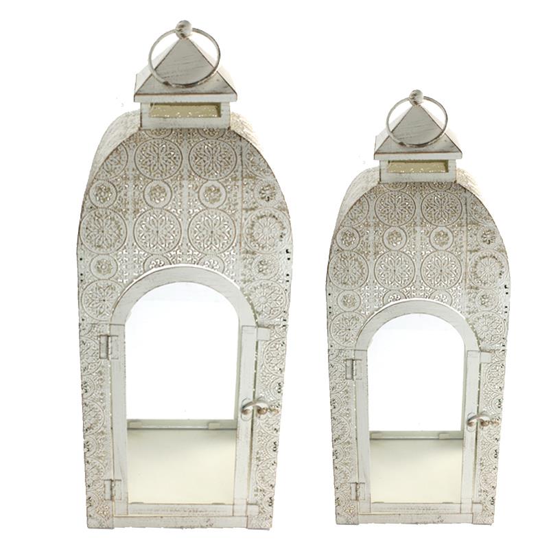 Set of 2 CREAM Moroccan Lanter