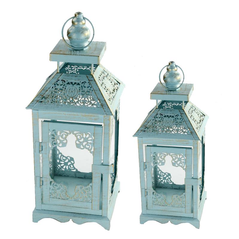 S/2 BLUE Moroccan Lantern