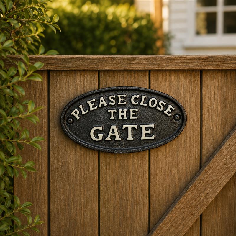 Cast Iron Close Gate Sign