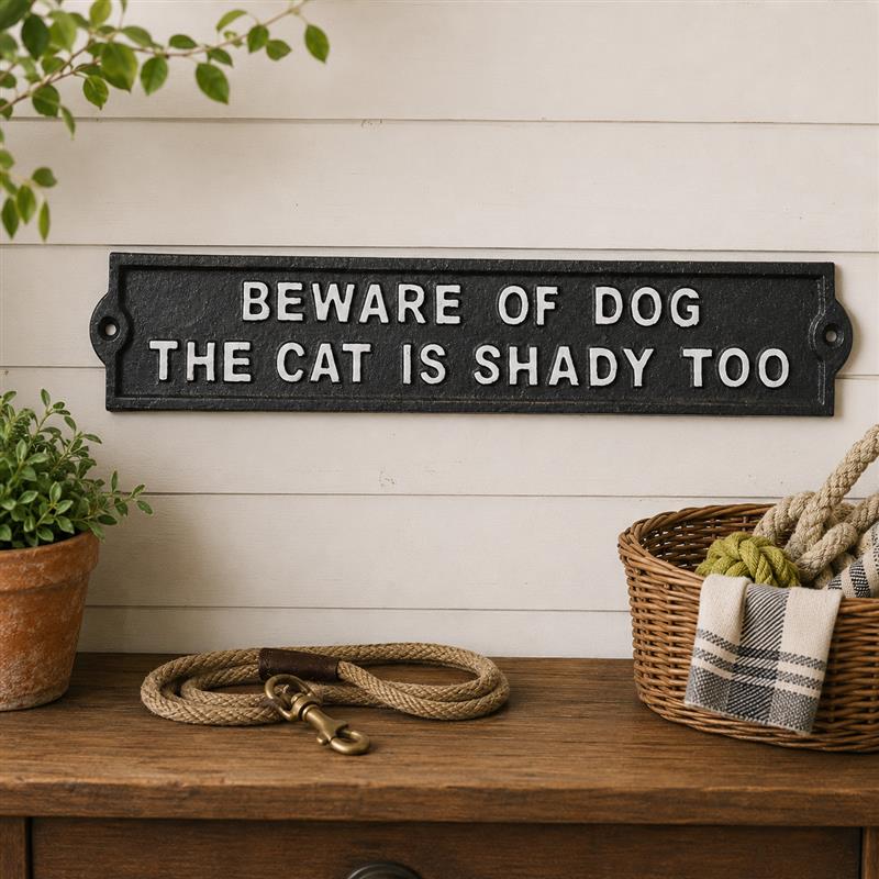 Cast Iron Beware Dog/Cat Sign