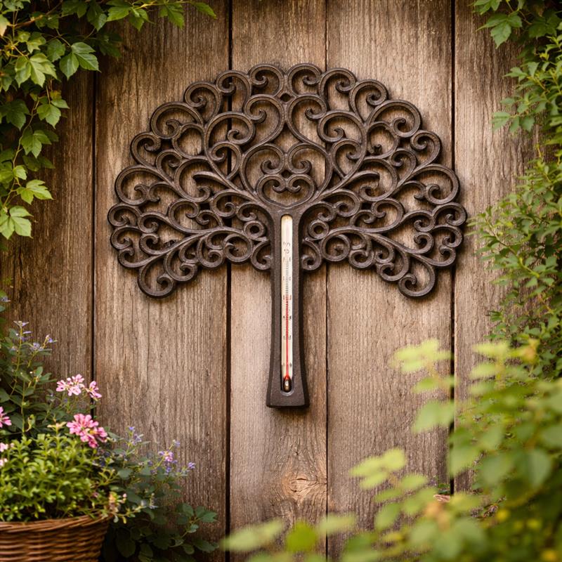 Cast Iron Tree Thermometer