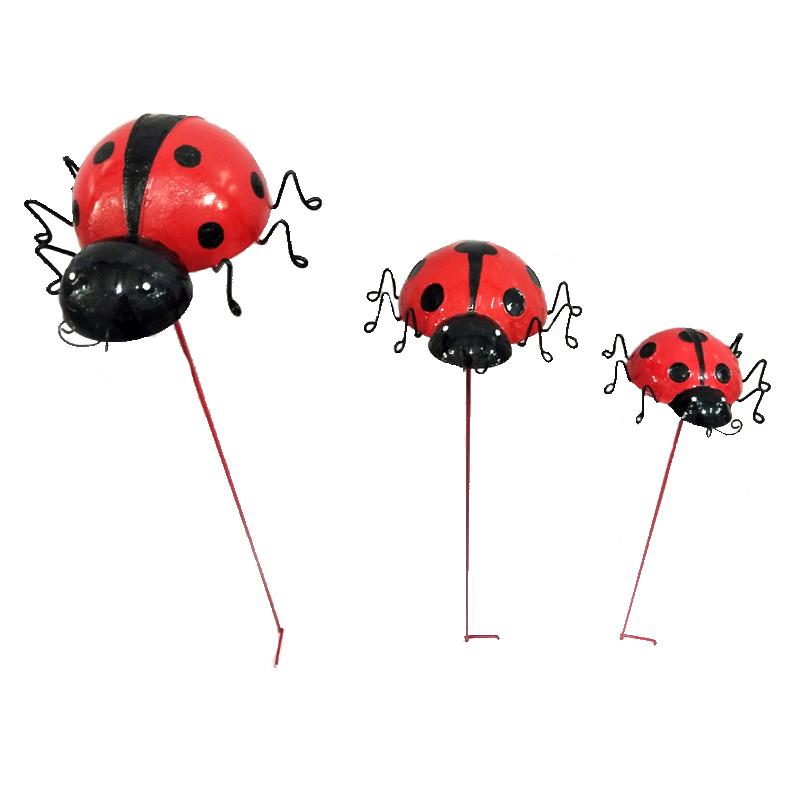 Set of 3 Ladybug Garden stakes