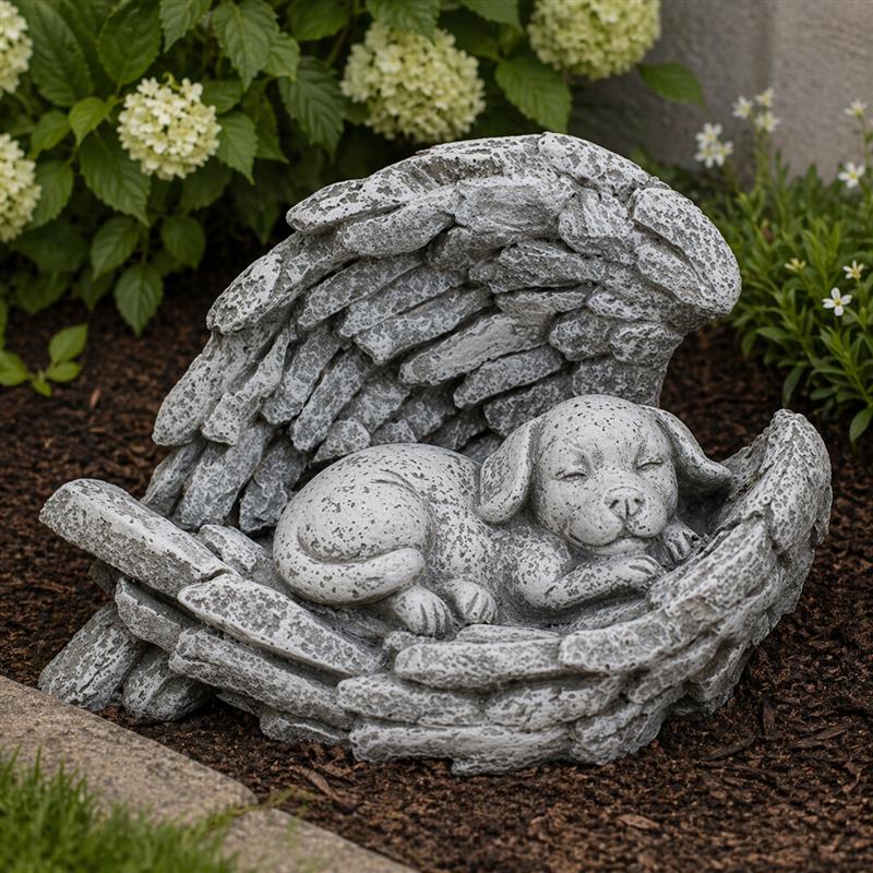 Resin Dog in Angel Wings