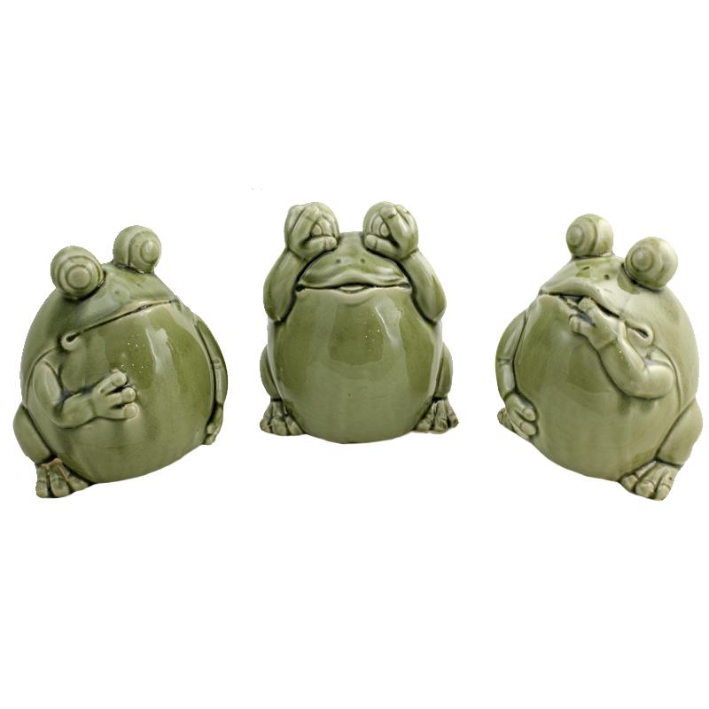 3 Asst. Chubby Frog Statues