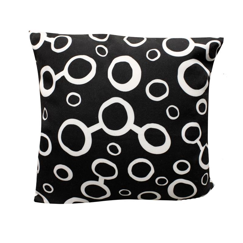 Outdoor Pillow Black Bubbles