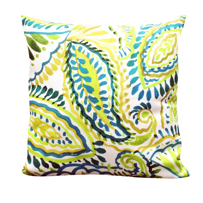 Outdoor Pillow Green Paisley