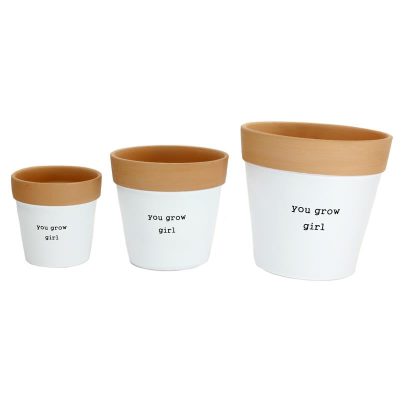 Set of 3 You Grow Girl Planter