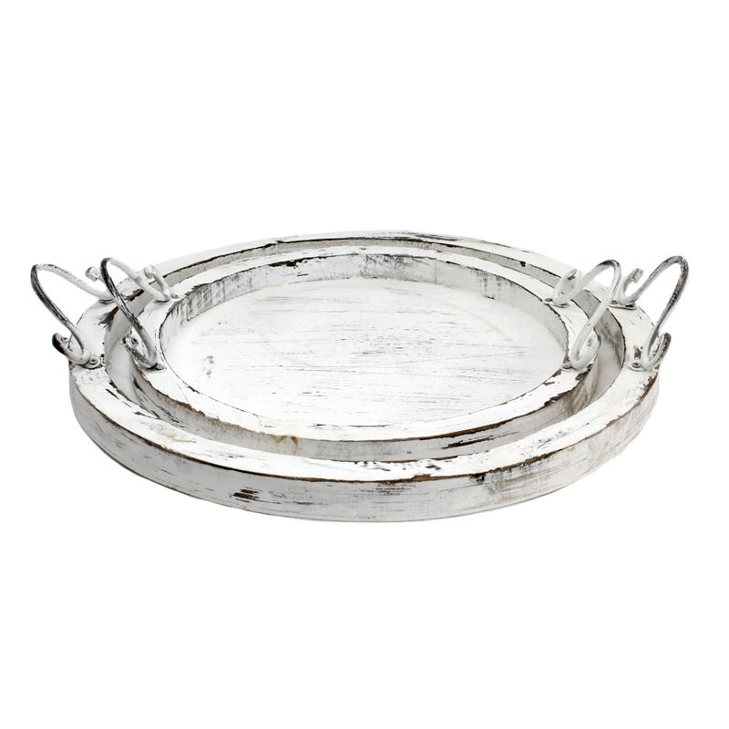 Set Of 2 Round Serving Trays