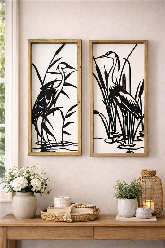 2 Asst. Heron Wall Art