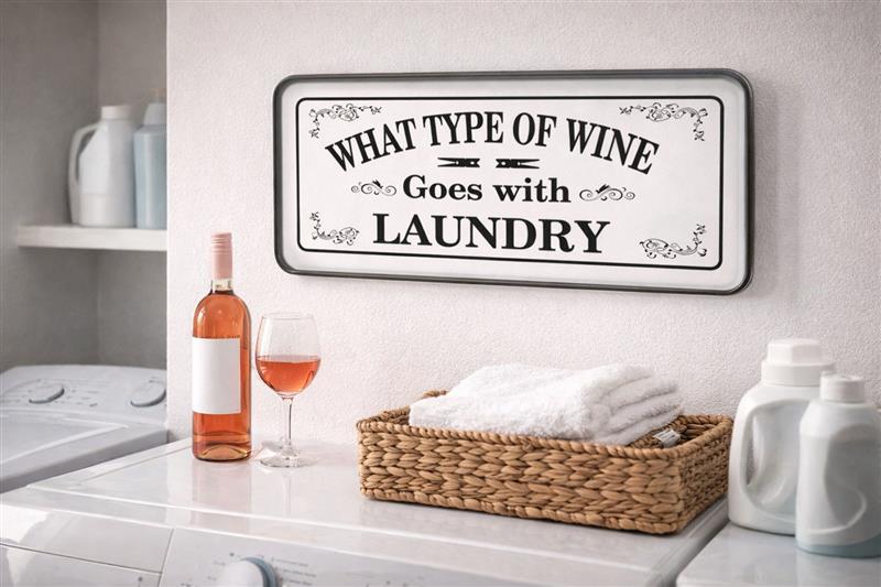 Wine & Laundry Enamel Sign