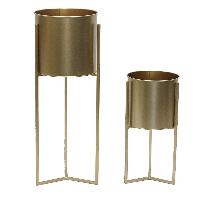 S/2 Planters w/ Stand - Gold