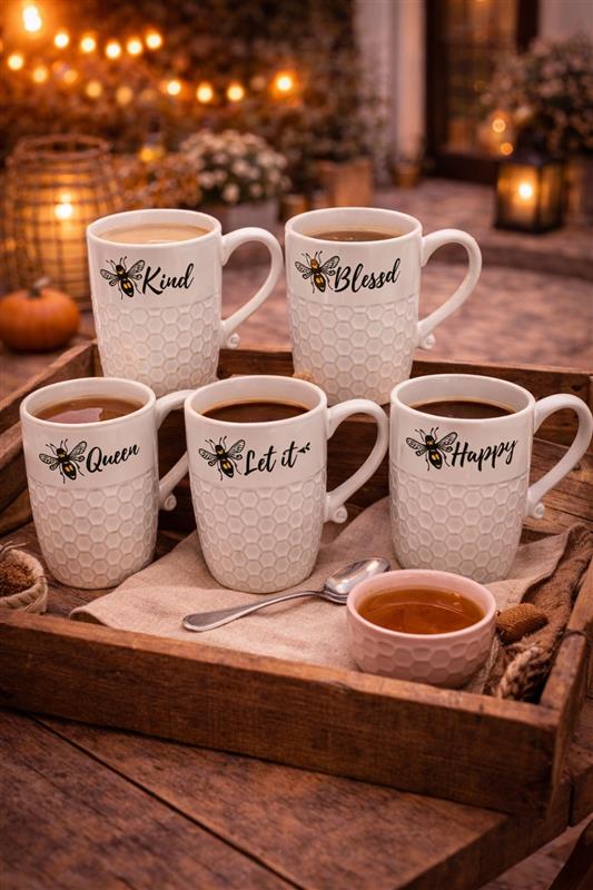 6 Asst Honeycomb Bee Mug 12 OZ