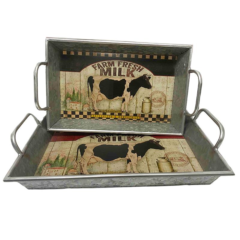 S/2 Rectangle Cow Trays