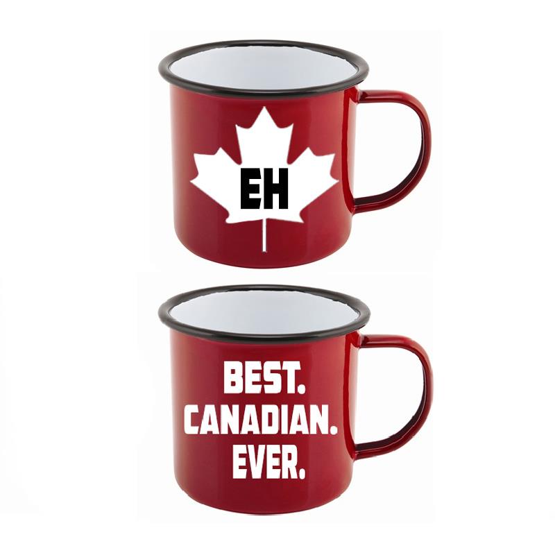 2 Asst. Enamel XLG Canada Mugs