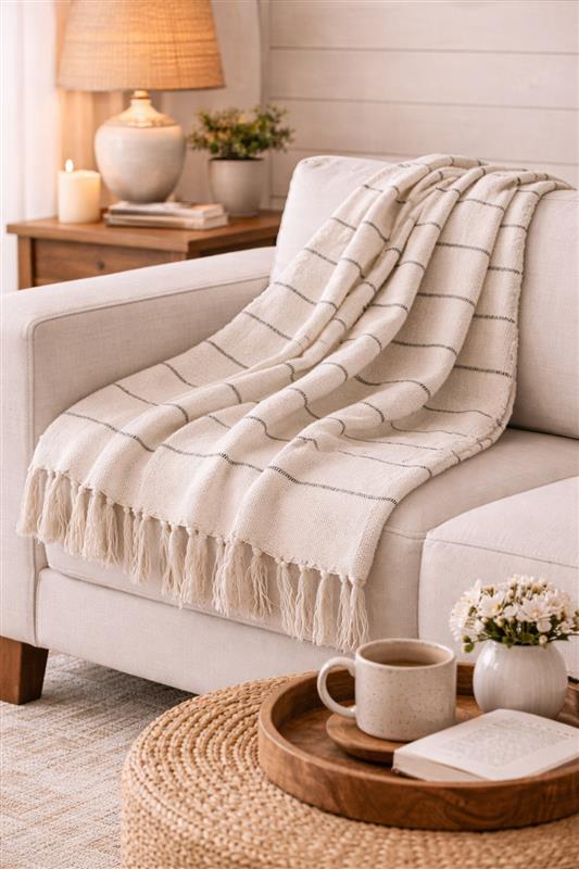 Throw Blanket Natural White