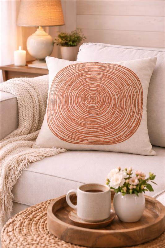 Emroidered Ginger Sq Pillow