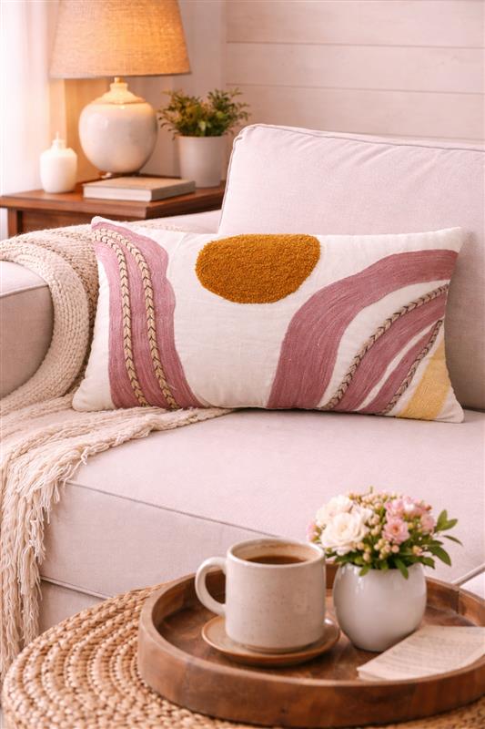 Embroidered Lumbar Pillow